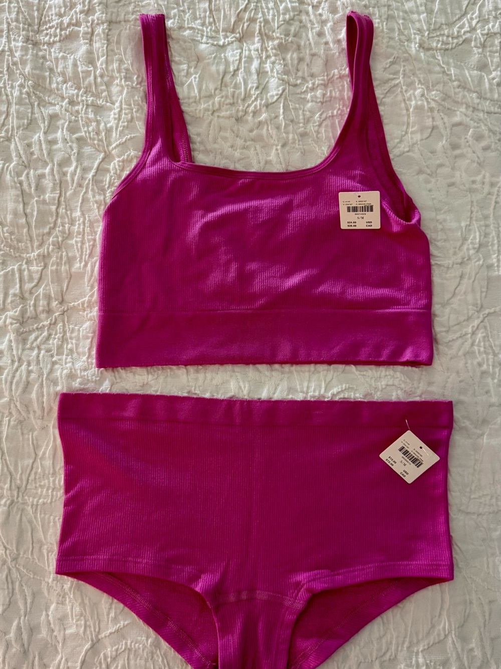 Anthropologie Pink Ribbed Underwear Lounge Set - Picture 2 of 4